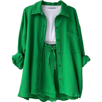 Suzy Notched-Collar Blouse & Shorts Set