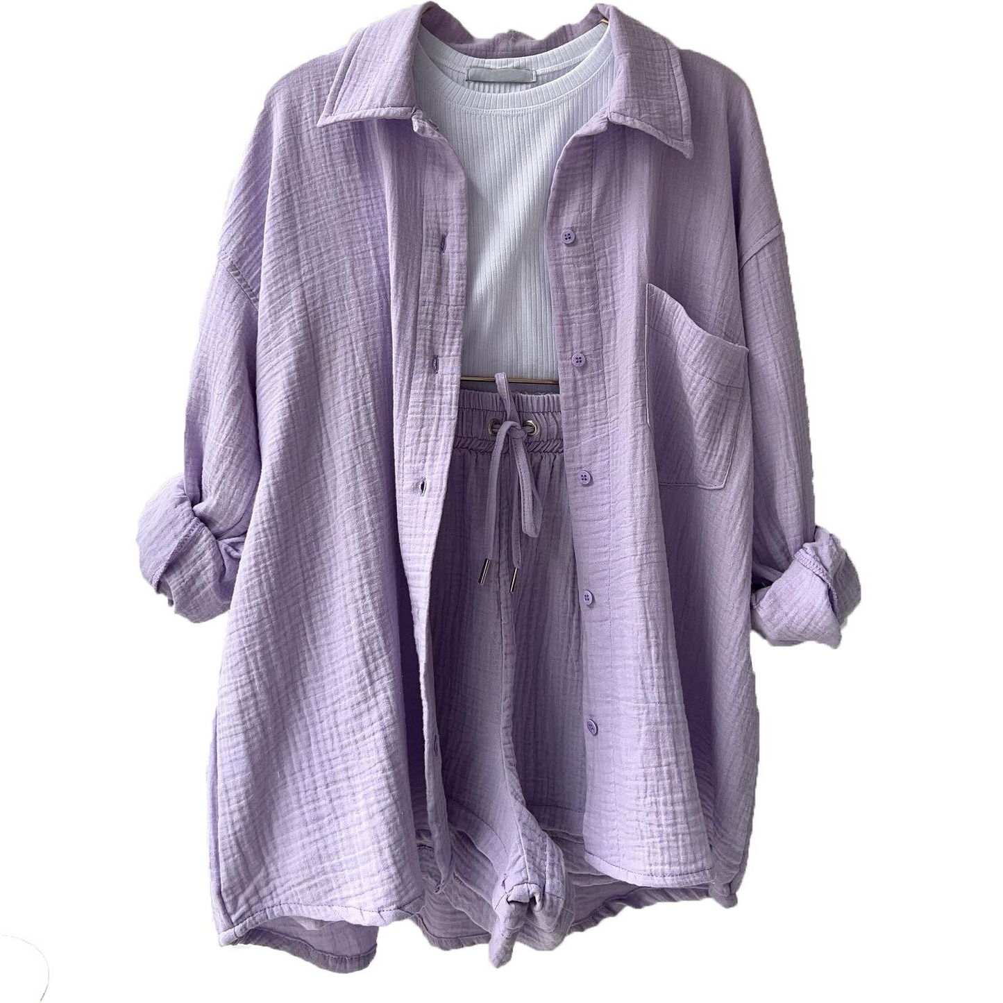 Suzy Notched-Collar Blouse & Shorts Set
