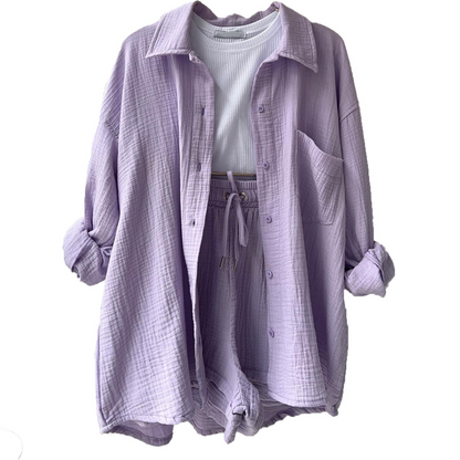 Suzy Notched-Collar Blouse & Shorts Set