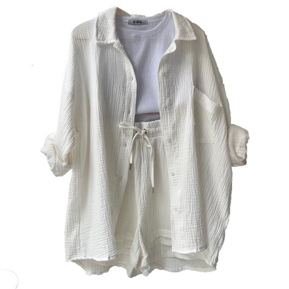 Suzy Notched-Collar Blouse & Shorts Set