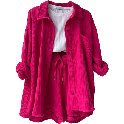 Suzy Notched-Collar Blouse & Shorts Set