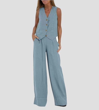 Aira Vest & Wide-Leg Trousers Set