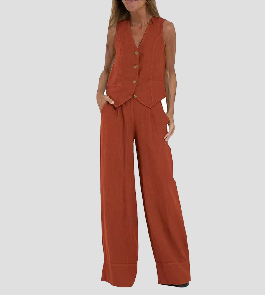 Aira Vest & Wide-Leg Trousers Set