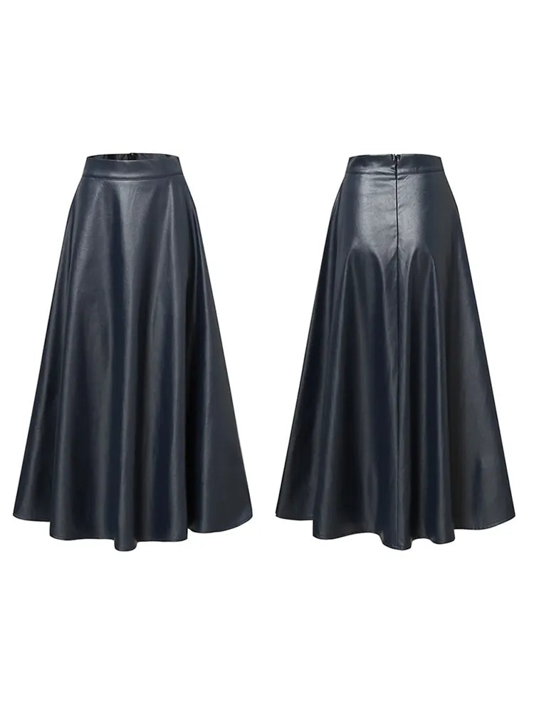 Luxera Leather Midi Skirt