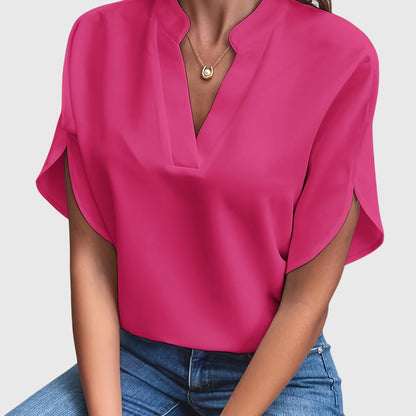 Kristie V-Notch Flutter Sleeve Blouse