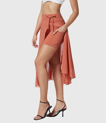 Melanie Chiffon Wrap Midi Skirt