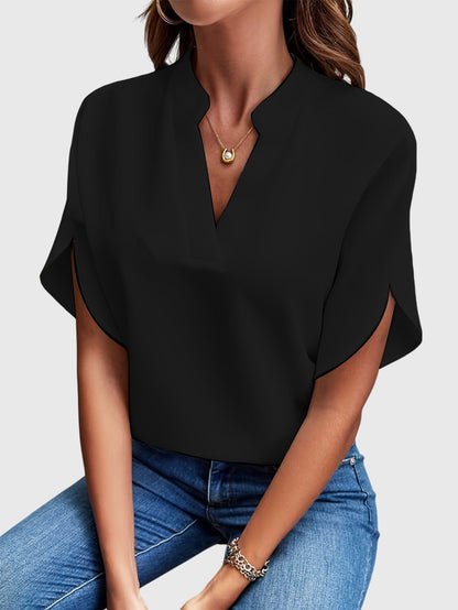 Kristie V-Notch Flutter Sleeve Blouse