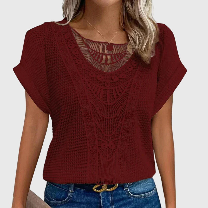 Pearl Crochet Lace Boho Top