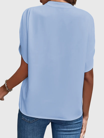 Kristie V-Notch Flutter Sleeve Blouse