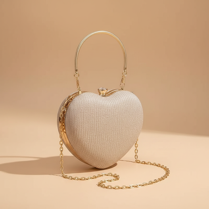 Heart-Shaped Metallic Evening Purse