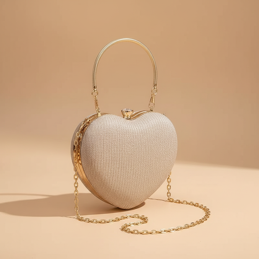 Heart-Shaped Metallic Evening Purse