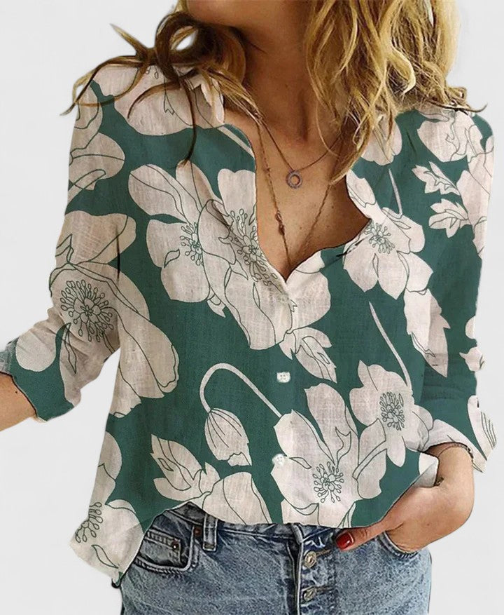 Elena Cotton-Linen Button-Down Shirt