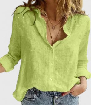 Elena Cotton-Linen Button-Down Shirt