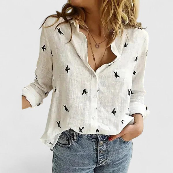 Elena Cotton-Linen Button-Down Shirt