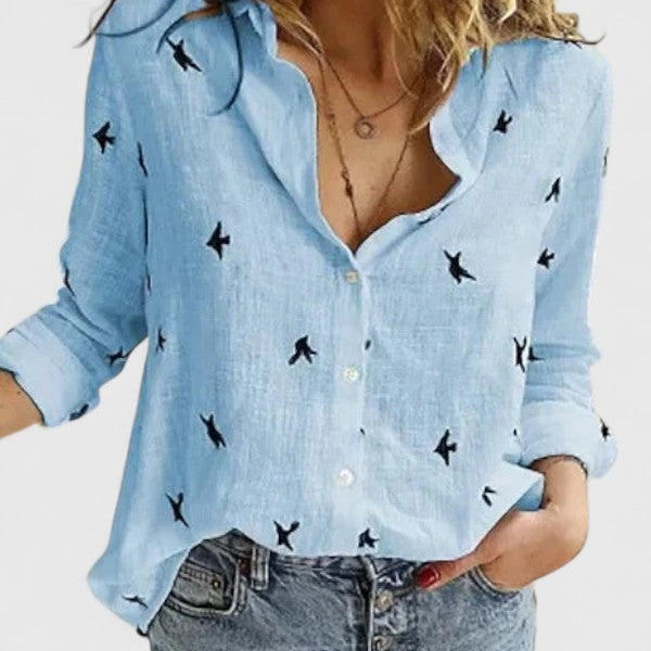 Elena Cotton-Linen Button-Down Shirt