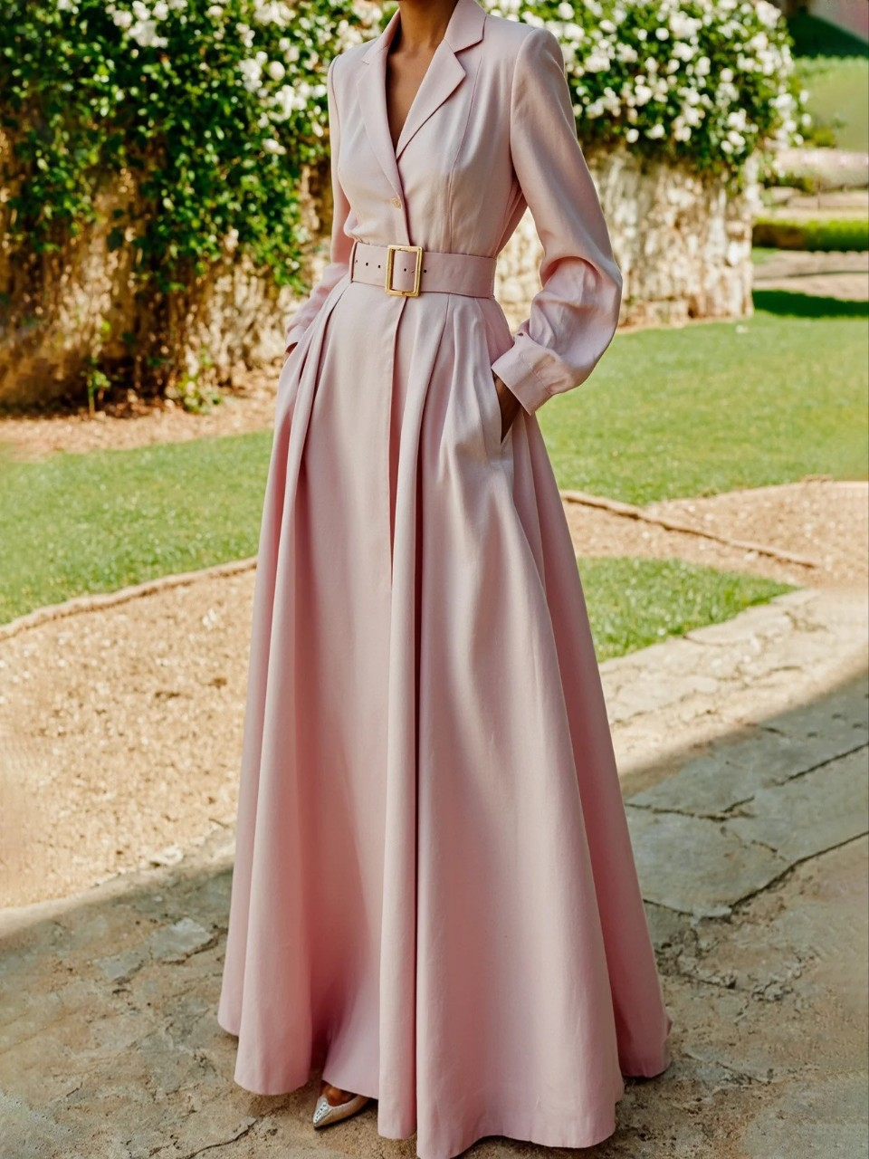 Pleated Blazer Midi Dress