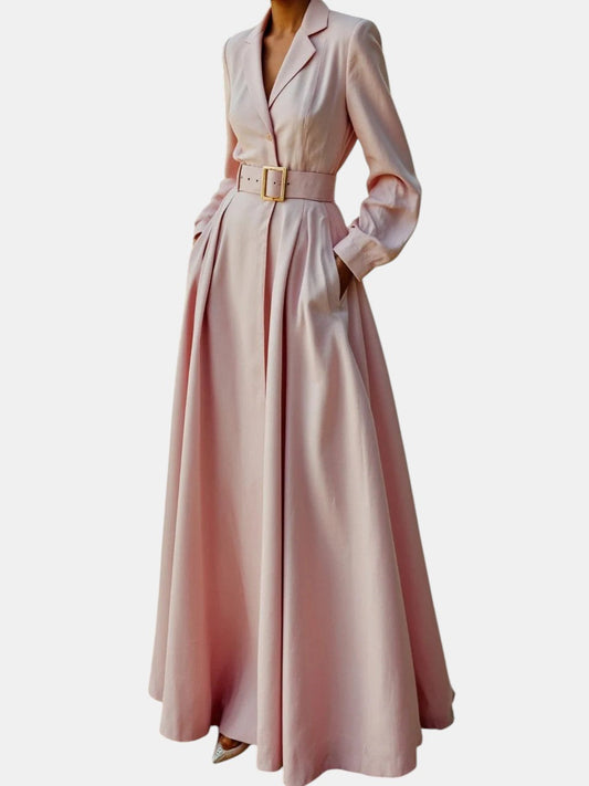 Pleated Blazer Midi Dress