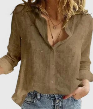 Elena Cotton-Linen Button-Down Shirt